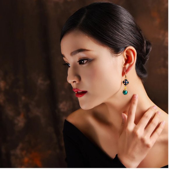 14K Gold Flower Agate Earrings - Picture 10 of 11